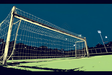 足球场球门草地上的足球场插画