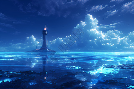 大海上的灯塔高清图片