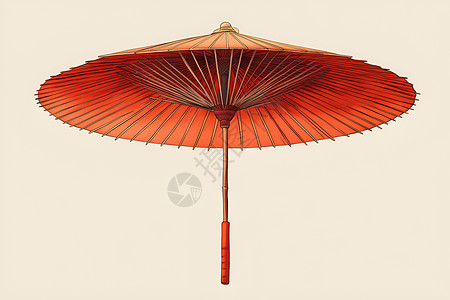 红色油纸伞一把红色的伞插画