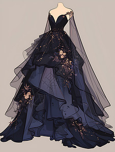 黑色婚纱蕾丝裙子高清图片