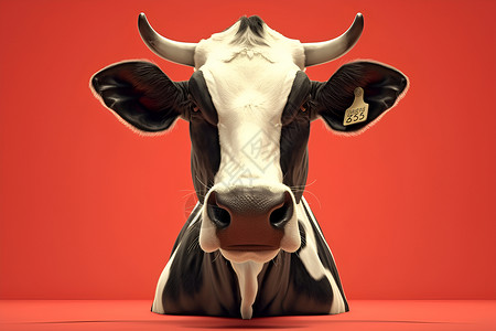 创意牛头插画养殖的奶牛插画