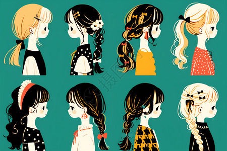 小女孩发型小女孩的发型插画