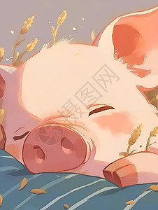 粉红小猪闭眼睡觉的小猪插画