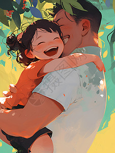 怀抱自己的父亲抱着女儿的父亲插画