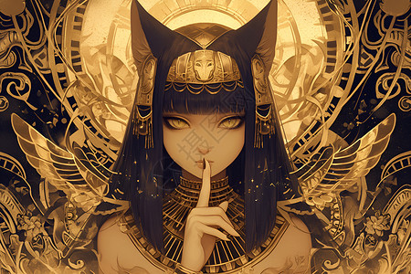 埃及猫女神古埃及女王猫高清图片