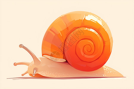 蜗牛觅食爬行的蜗牛插画