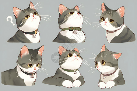 姿势的各种各样的小猫插画