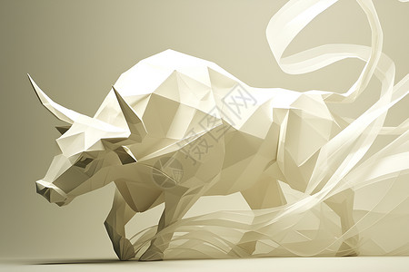 立体形状折纸艺术中的纸牛插画