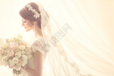 婚纱边框漂亮的新娘插画