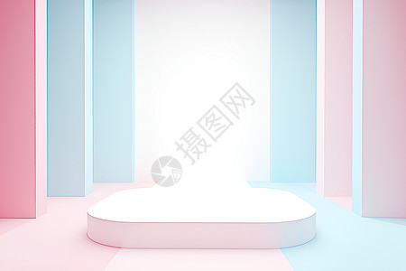 锡纸花甲粉粉蓝色的房间插画