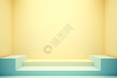 木质台阶黄色的墙壁插画