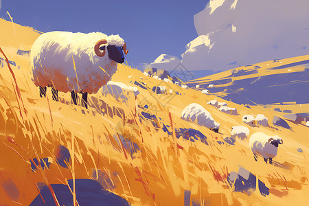 羊儿在草地上高清图片