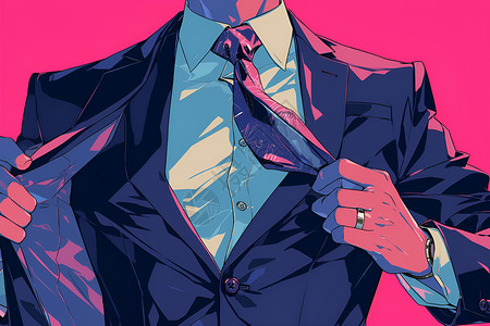 系纽扣男士的西装领带插画