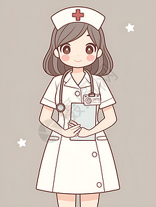 胸牌背景护士拿着记事板插画