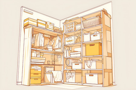 衣服柜子一个储物柜插画