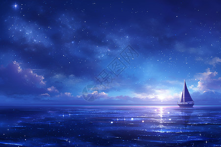 大海上孤独的小船高清图片