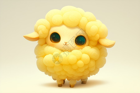 可爱小羊对话框可爱黄色羊羔插画
