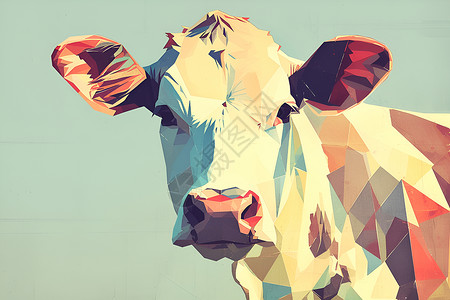 陆生哺乳动物一头五彩的奶牛插画