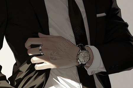 戒指LOGO绅士的手臂和戒指插画