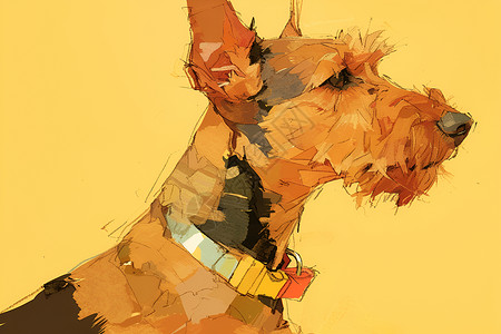 蕾丝颈链项圈戴着颈链的小狗插画