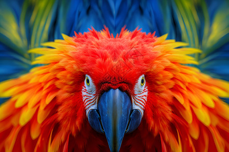 红色鹦鹉彩色羽毛的小鸟背景