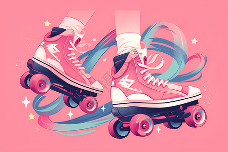 复古风格的溜冰鞋背景图片