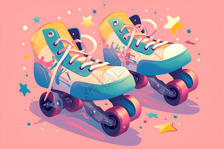 复古溜冰鞋背景图片
