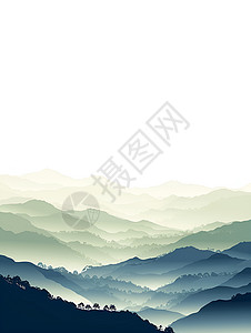 处暑自然美景层层叠叠的山脉美景插画