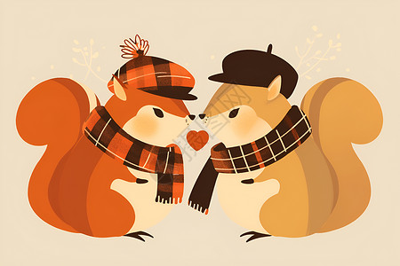 浪漫的松鼠之恋背景图片