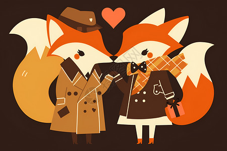 可爱的狐狸插画背景图片