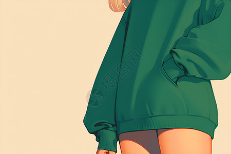 女孩的绿毛衣插画