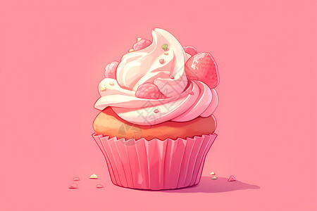 粉色杯子蛋糕幻彩杯子蛋糕插画