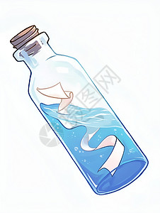 漂浮丝带透明瓶中的液体插画