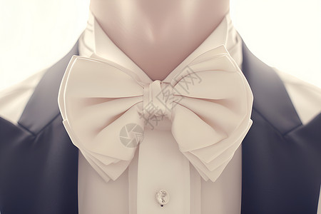 西装设计新郎佩戴的白色领结插画