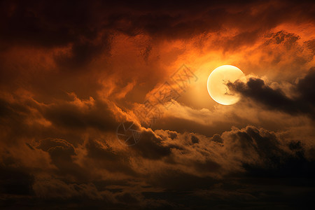 月亮云海装饰月亮下的云海背景
