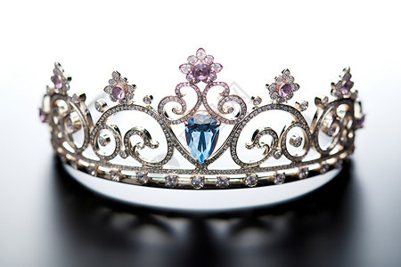 公主首饰皇冠上蓝宝石背景