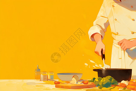 顶级厨师正在做饭的厨师插画