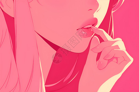 唇柚少女的嘴唇插画