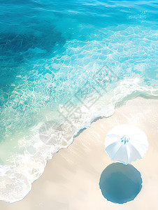 海滩清澈蔚蓝海水美景插画