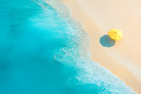 宁静海滩上的一抹阳光插画