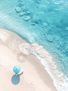 海滩清澈青绿海水白沙滩插画