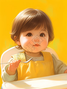 亚洲婴儿萌萌的亚洲小女孩插画