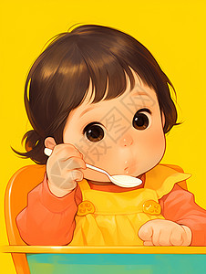亚洲婴儿阳光下的可爱亚洲小女孩插画