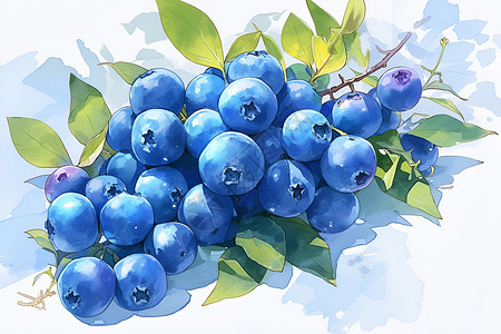 手绘蓝莓简约蓝莓插图插画