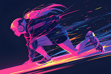 运动与速度滑板上的男子插画