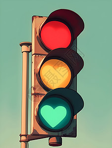 红绿灯卡通展示的交通红绿灯插画