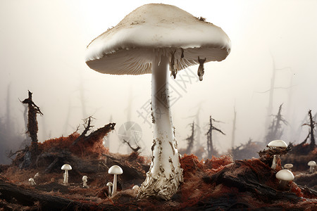 厚菇薄菇巨大的蘑菇插画