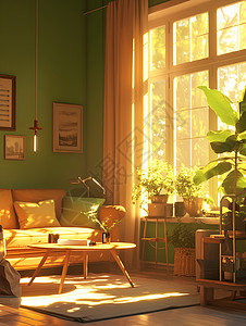 客厅米黄色沙发客厅内的舒适沙发插画