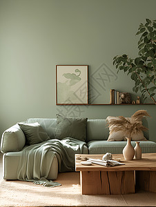 家具三折页温馨客厅内的沙发插画