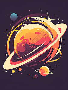 卡通星球上展示的星球图标插画
